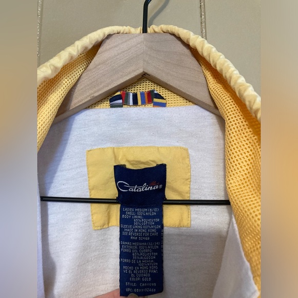 Catalina Vintage Track Windbreaker Jacket Yellow Gold Size Medium Lined - Picture 6 of 9